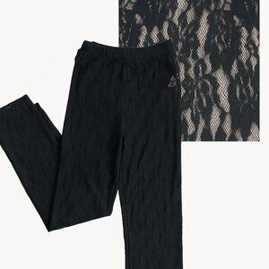 Vtg Women’s‎ Black Floral Lace Pants Sz 2X 90s Grunge Festival Punk Y2K Fairy